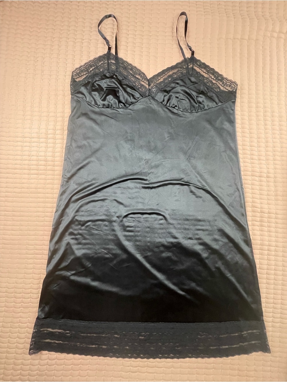 VTG Metropolitan Black Lace-Trim Nylon Slip Dress 2X